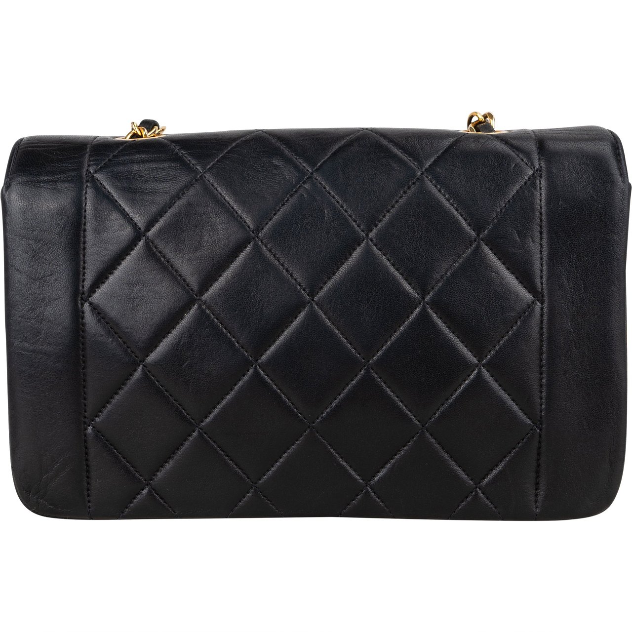 Chanel Chanel Quilted Lambskin 24K Gold Diana Small Single Flap Crossbody Bag Zwart