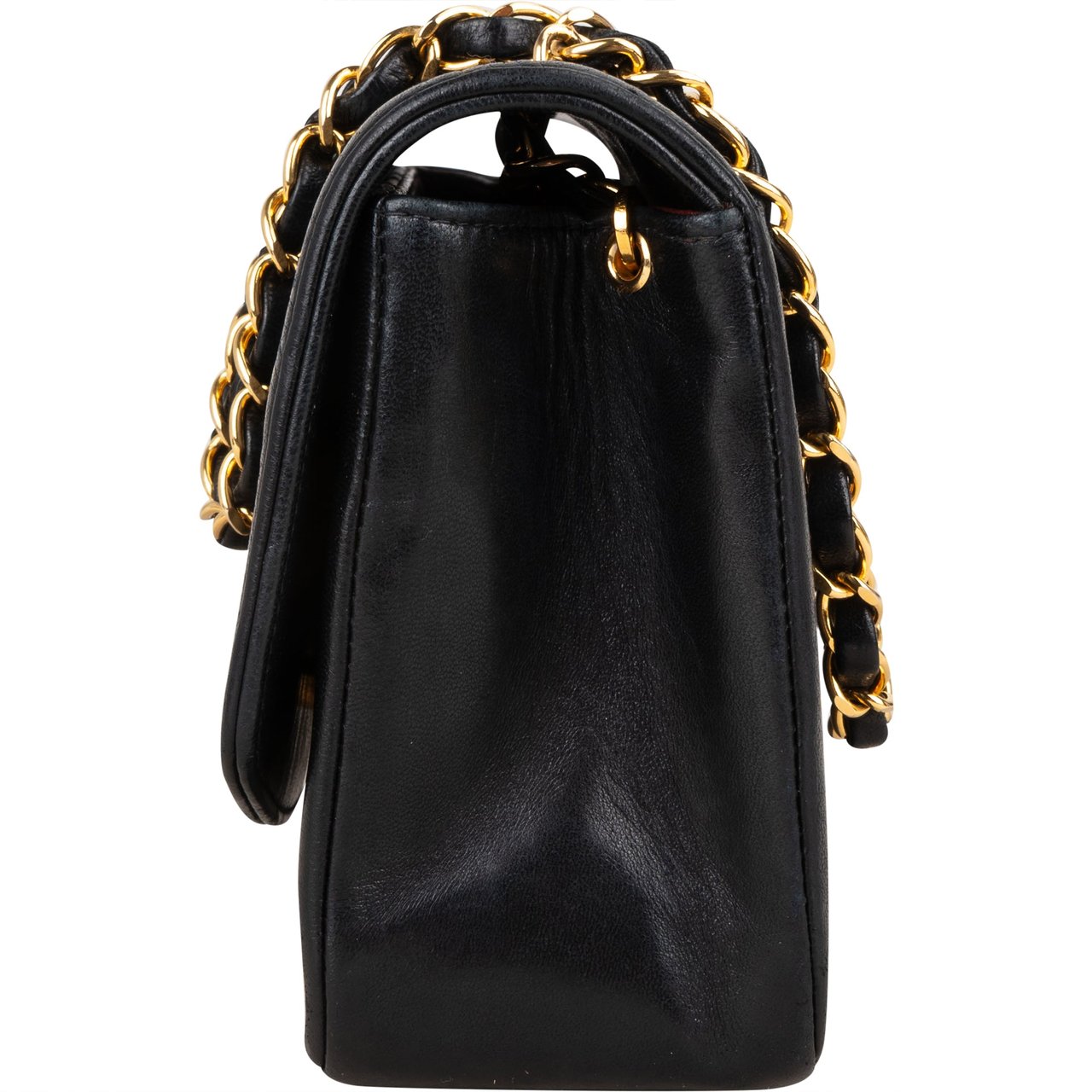 Chanel Chanel Quilted Lambskin 24K Gold Diana Small Single Flap Crossbody Bag Zwart