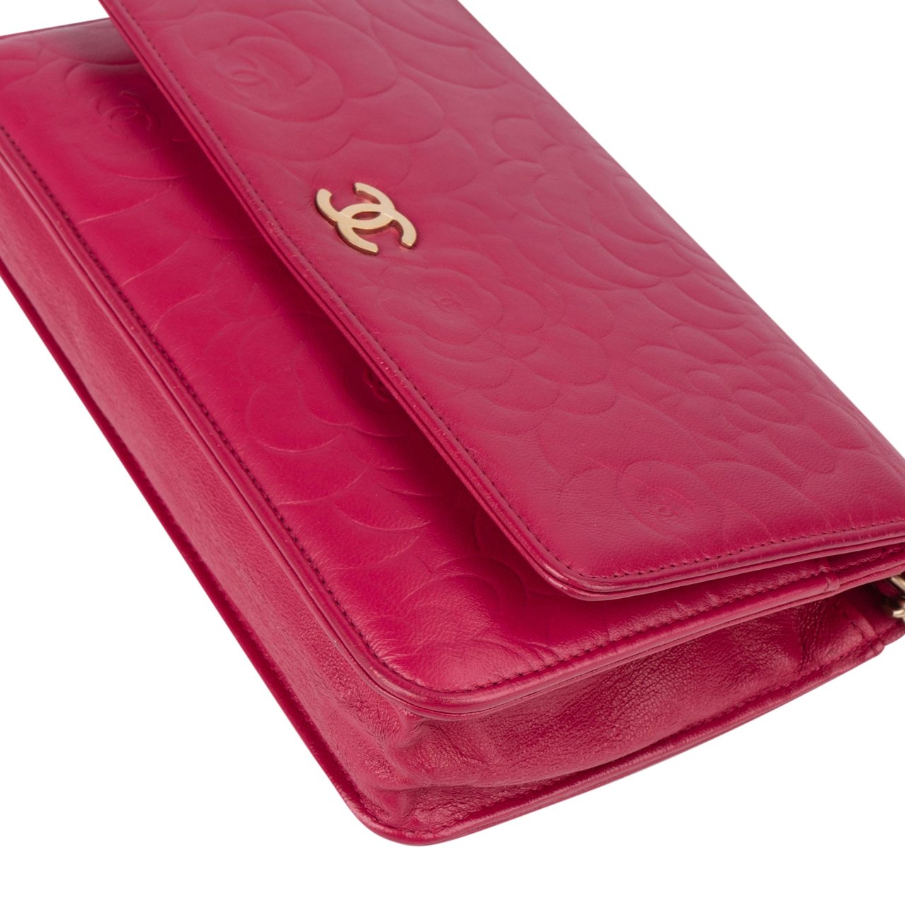 Chanel Chanel Lambskin Camellia Wallet On Chain Crossbody Bag Rood