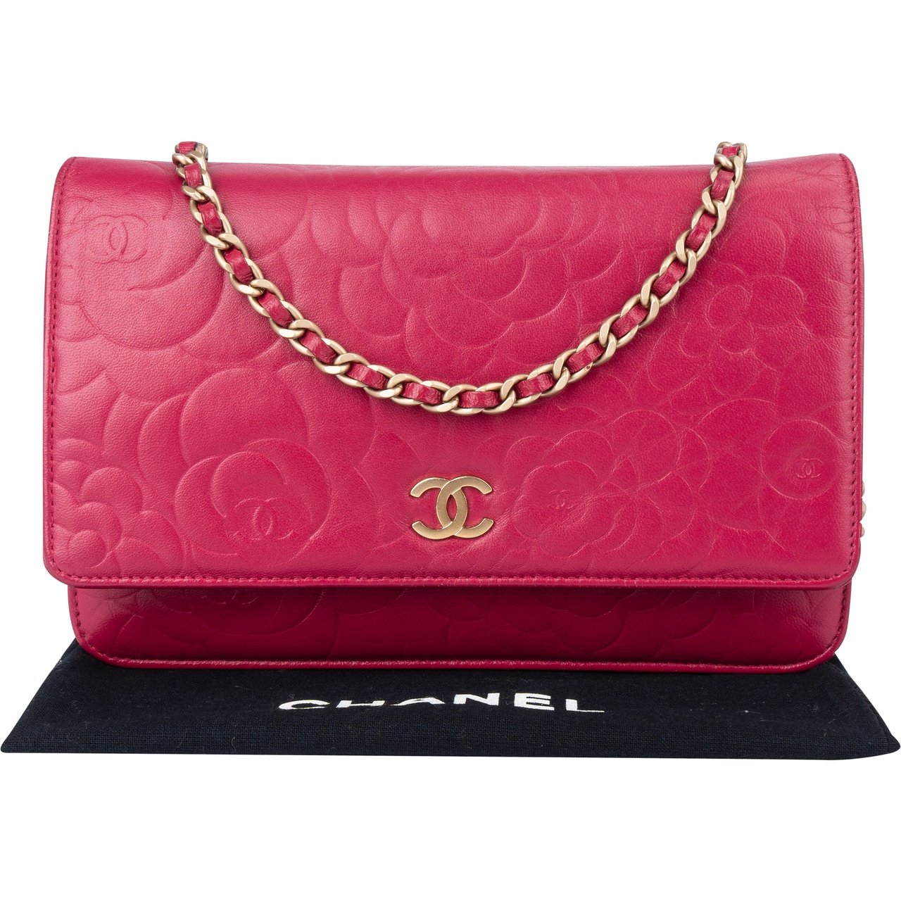 Chanel Chanel Lambskin Camellia Wallet On Chain Crossbody Bag Rood
