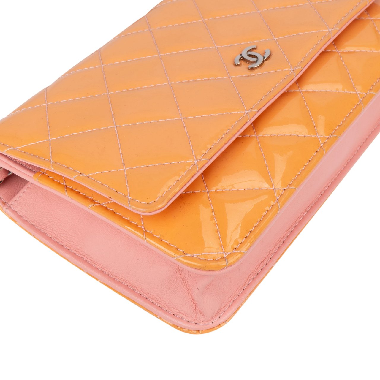 Chanel Chanel Quilted Patent Leather CC Wallet On Chain Crossbody Bag Oranje