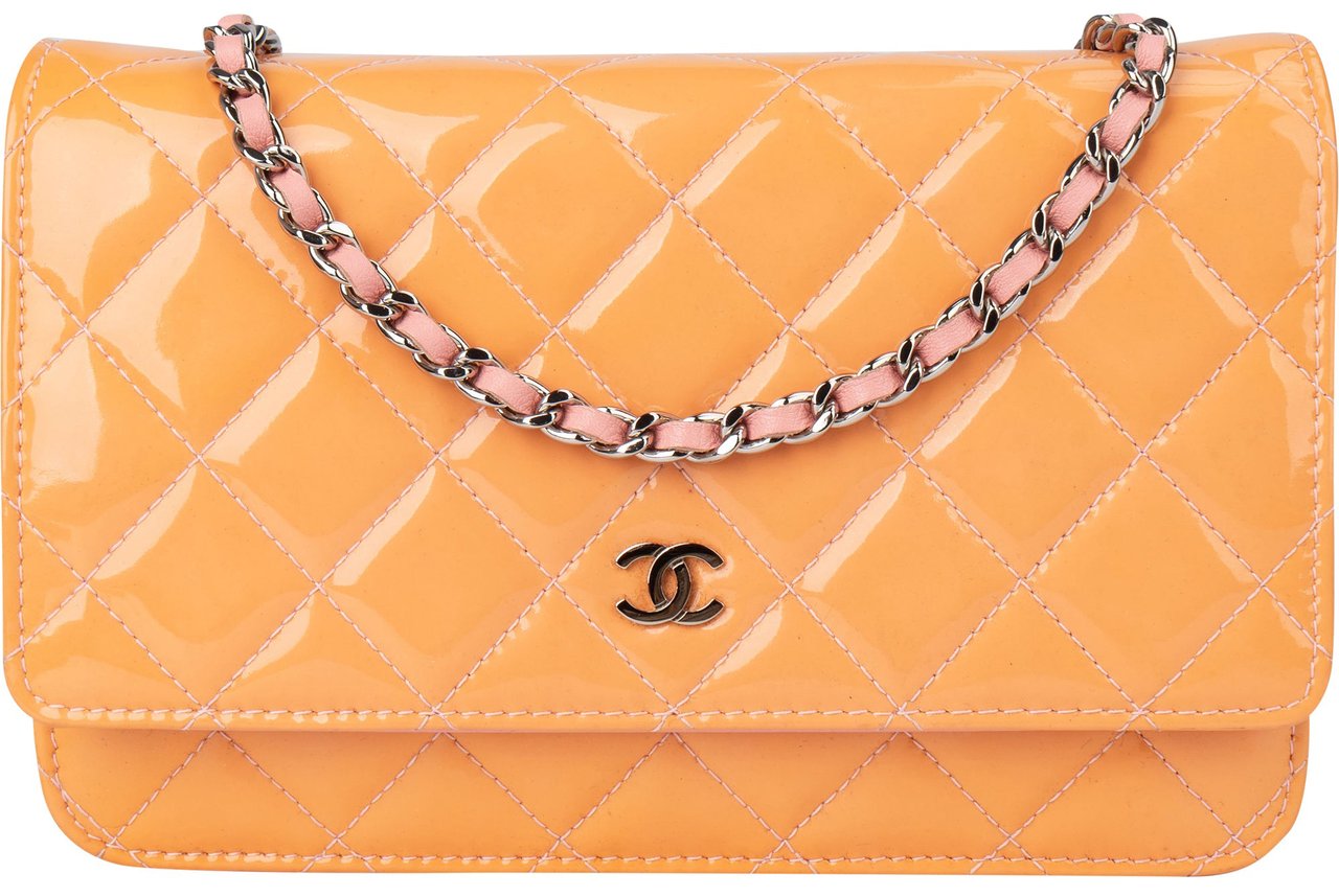Chanel Chanel Quilted Patent Leather CC Wallet On Chain Crossbody Bag Oranje