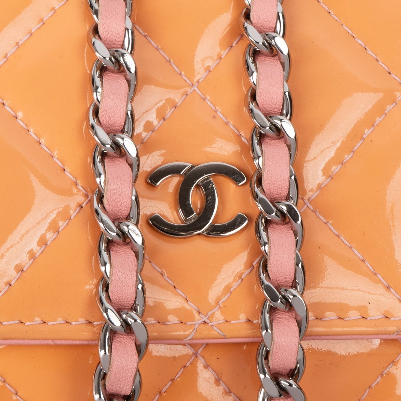 Chanel Chanel Quilted Patent Leather CC Wallet On Chain Crossbody Bag Oranje