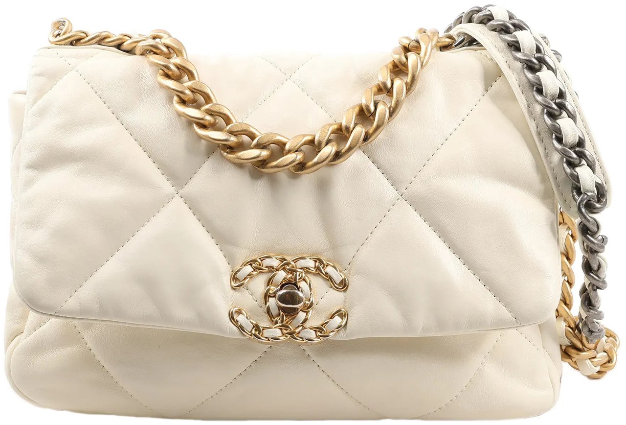 Chanel Chanel Chanel 19 Leather Quilted Chain 2Way Handbag in Ecru Beige