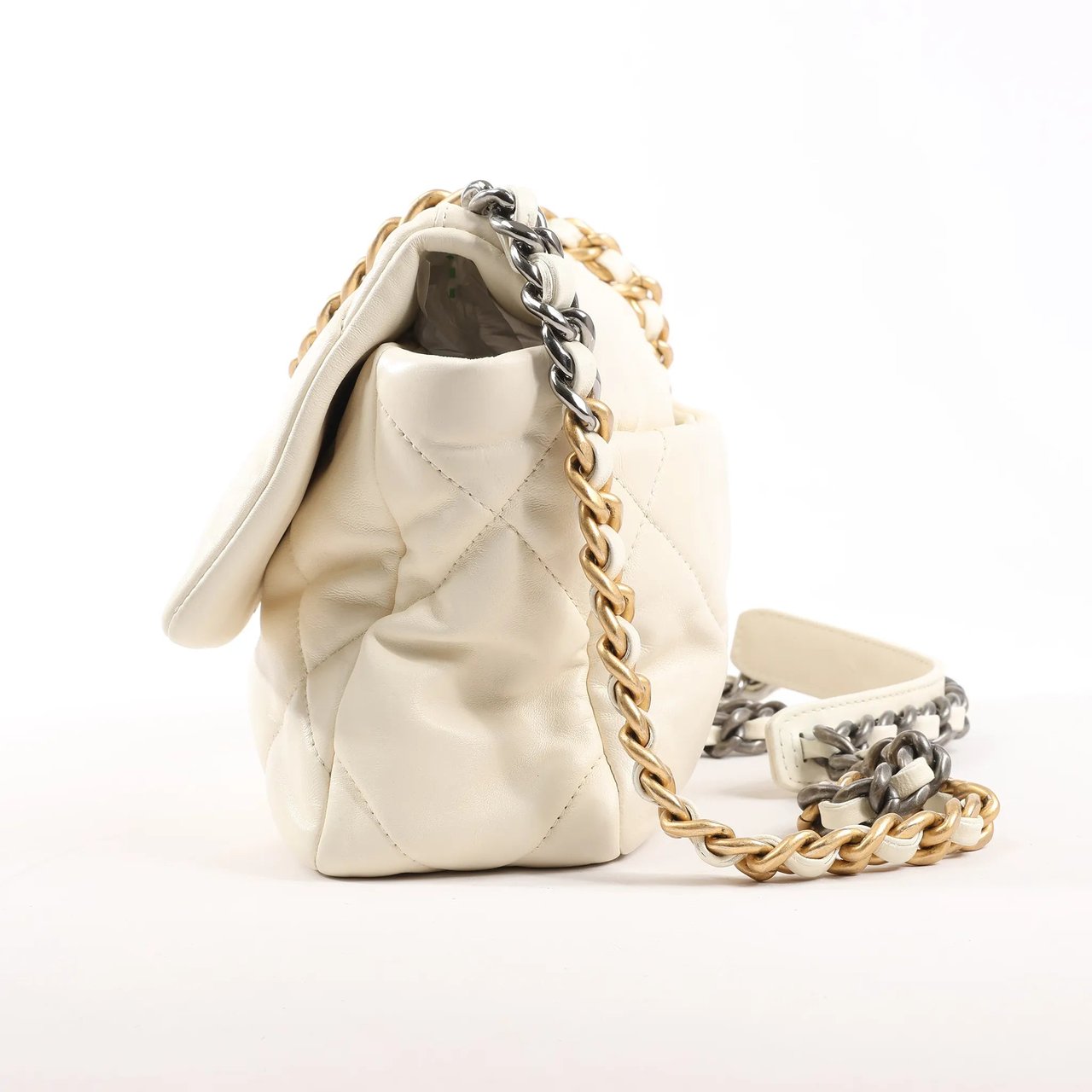 Chanel Chanel Chanel 19 Leather Quilted Chain 2Way Handbag in Ecru Beige