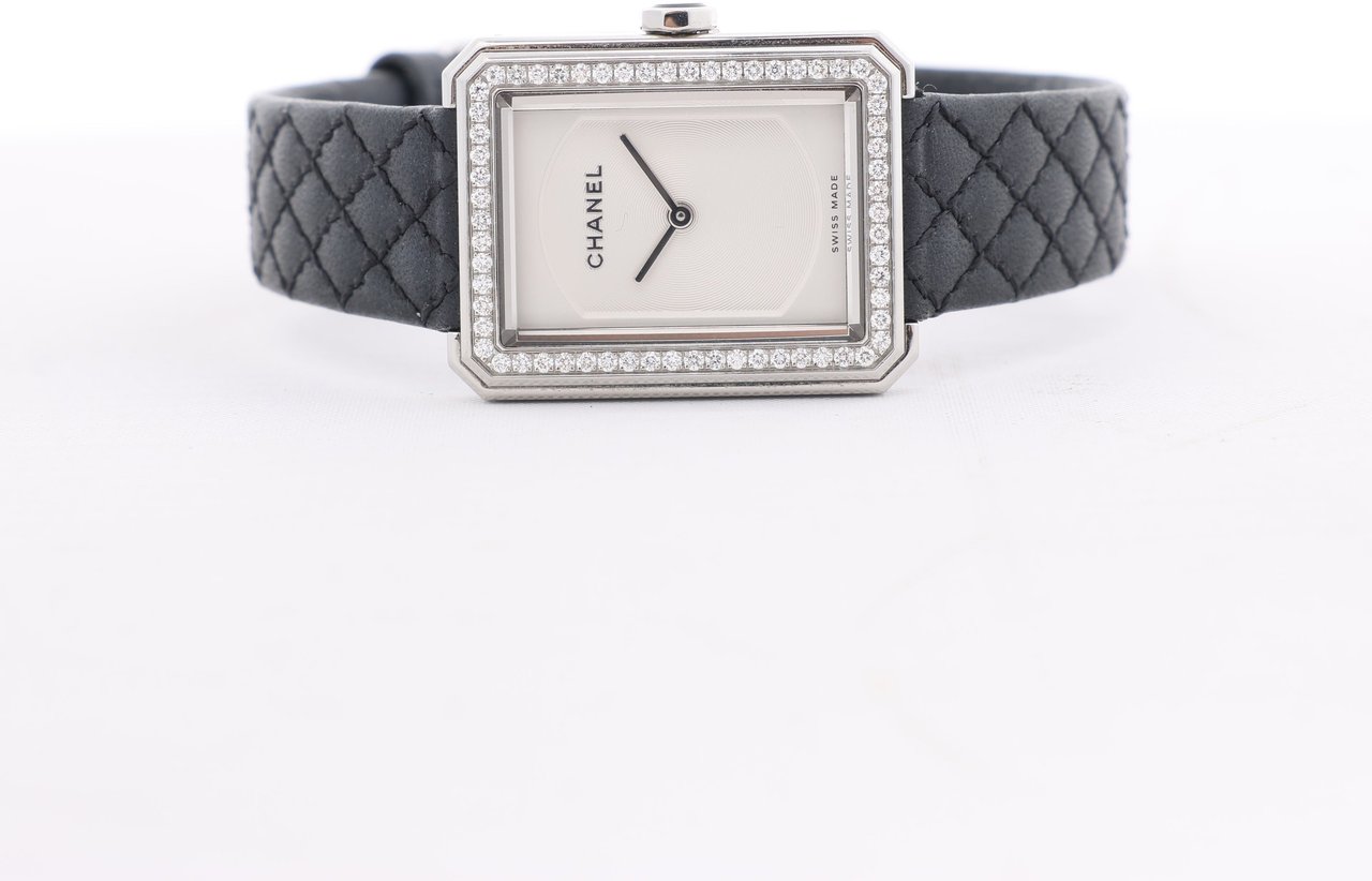 Chanel Chanel Boyfriend H6955 KTF95332 SS & Leather QZ Silver-Face Watch Zilver