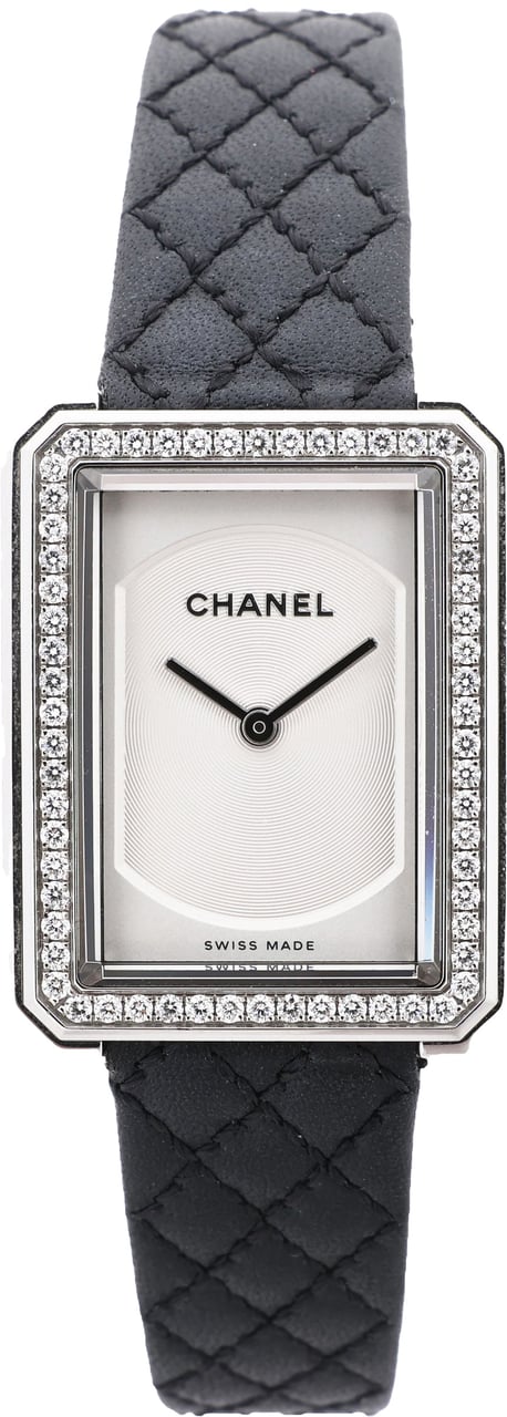 Chanel Chanel Boyfriend H6955 KTF95332 SS & Leather QZ Silver-Face Watch Zilver