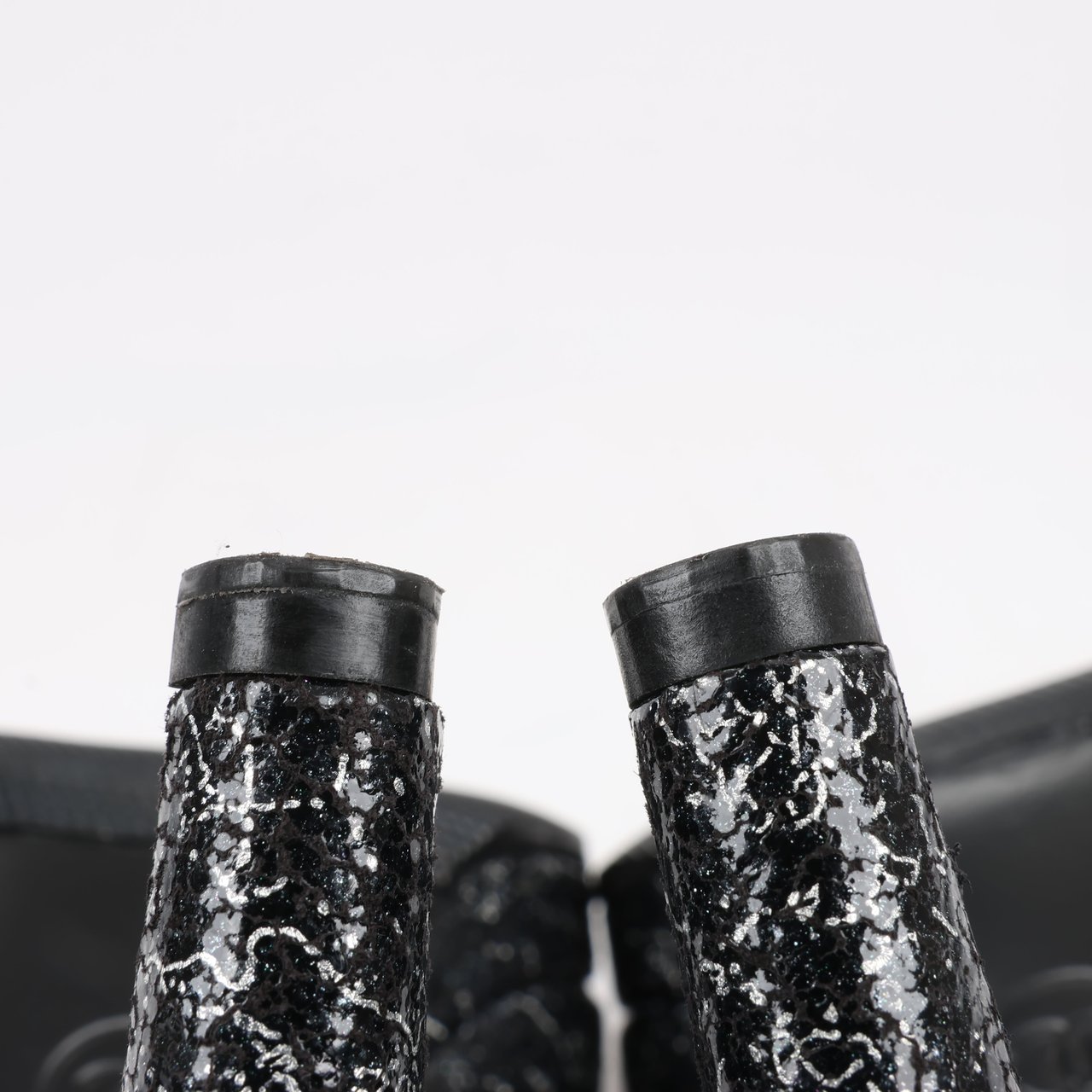 Chanel Chanel Coco Mark Leather Heels Black × Silver G29571, Size 36 EU Zwart