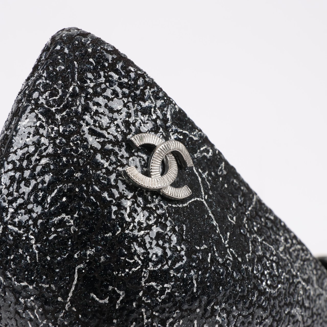 Chanel Chanel Coco Mark Leather Heels Black × Silver G29571, Size 36 EU Zwart