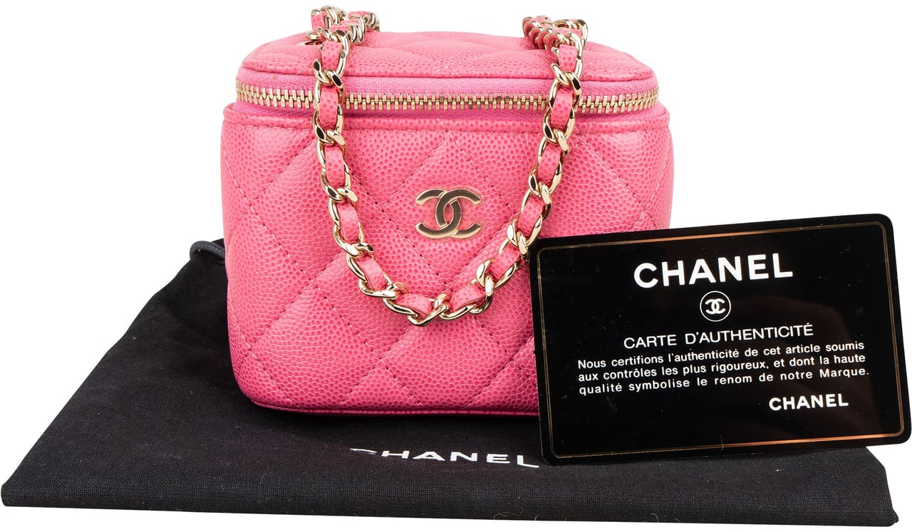 Chanel Chanel Pink Saffianno Leather Mini Vanity Crossbody Bag Rood