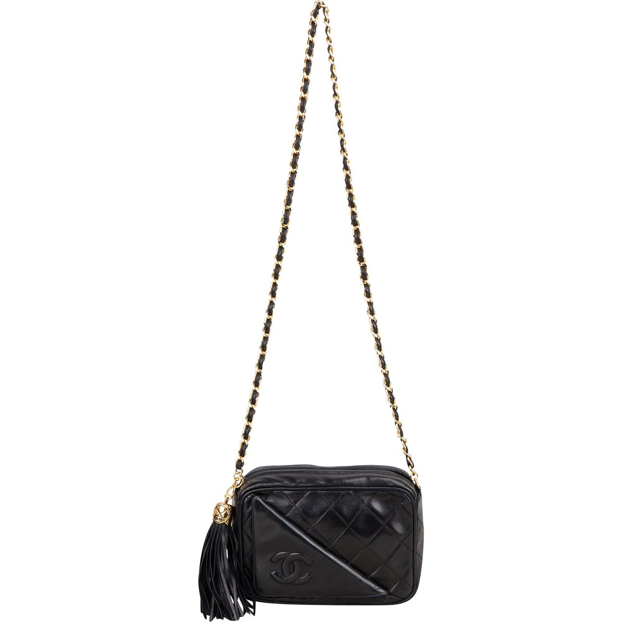 Chanel Chanel Quilted Lambskin CC Camera Crossbody Bag Zwart