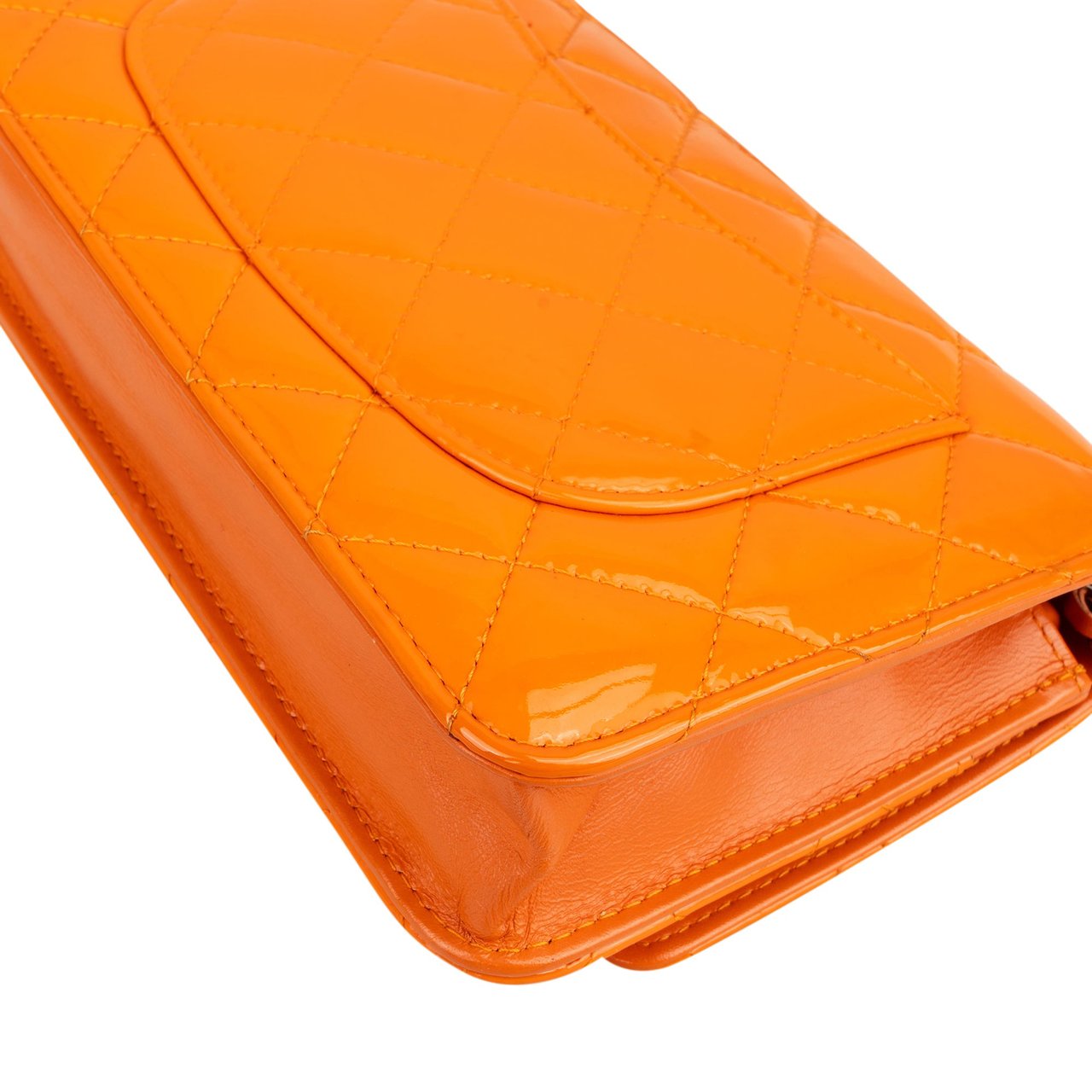 Chanel Chanel Quilted Orange Patent Leather Wallet On Chain Crossbody Bag Divers