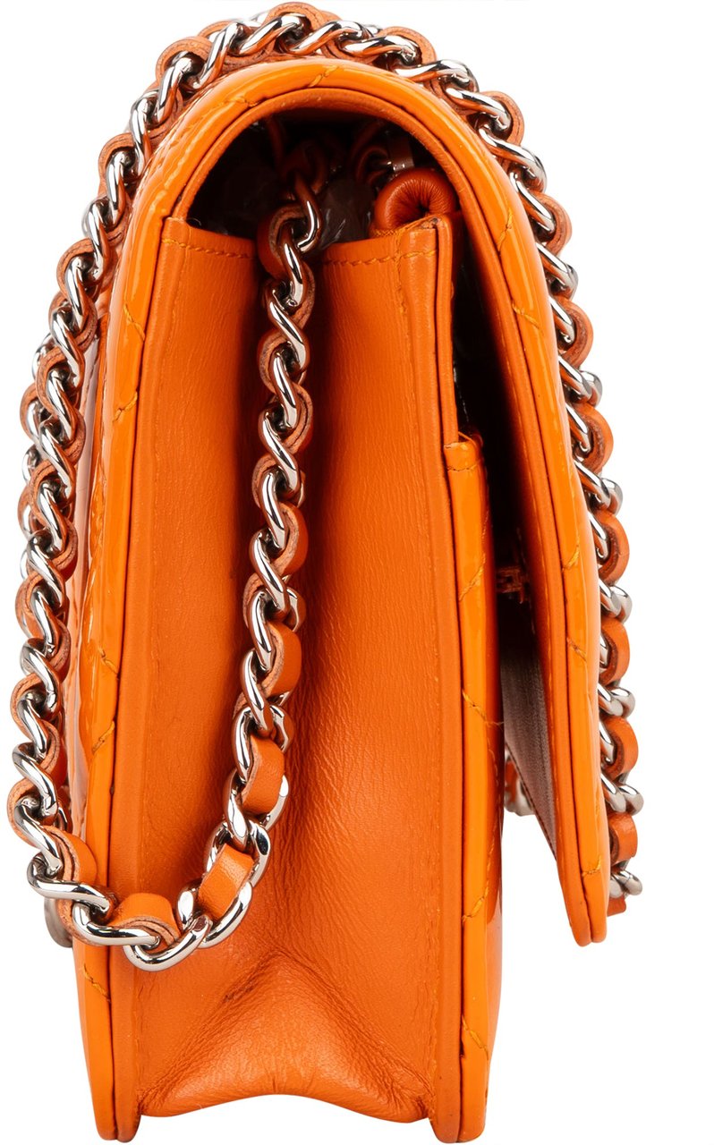 Chanel Chanel Quilted Orange Patent Leather Wallet On Chain Crossbody Bag Divers