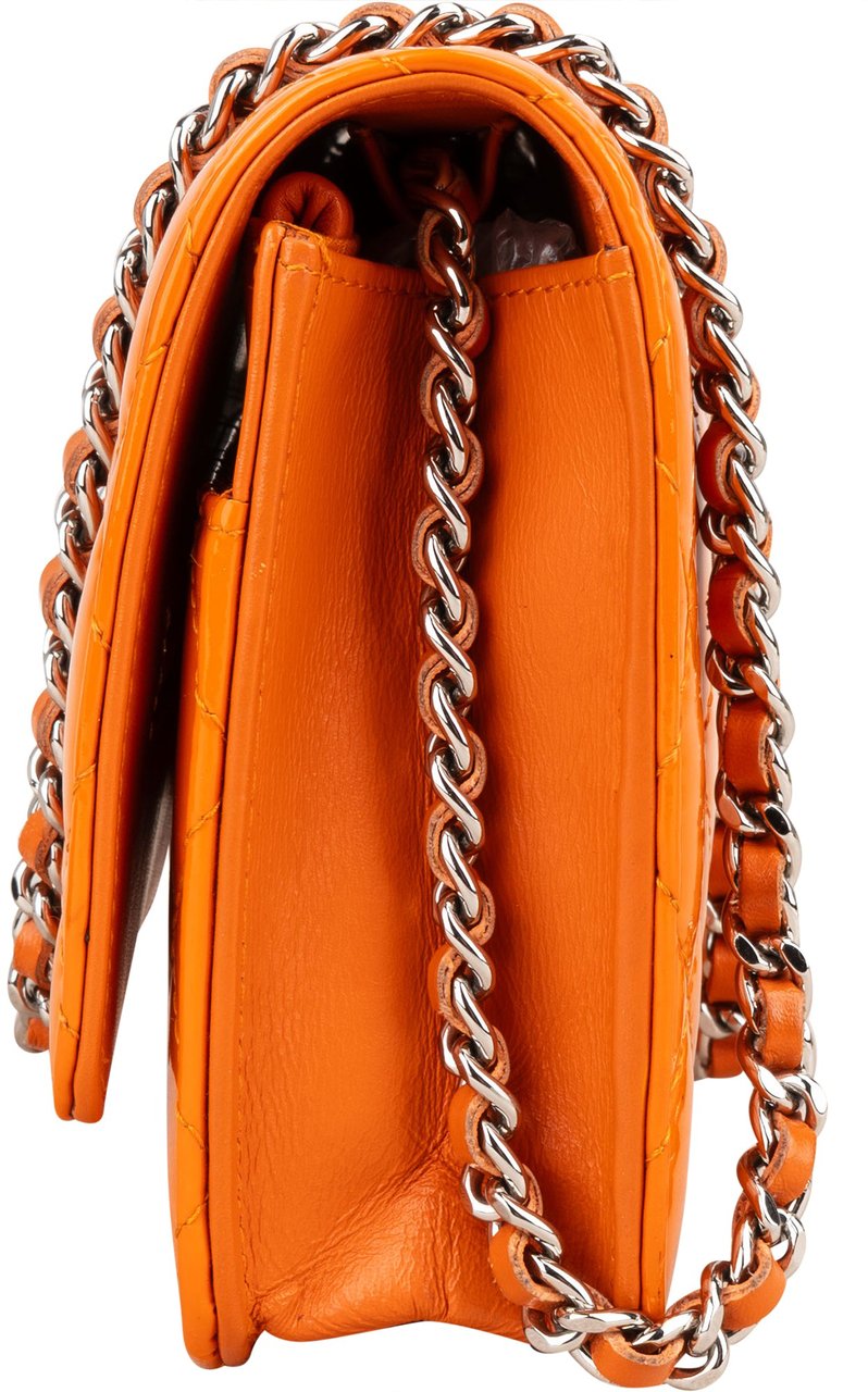 Chanel Chanel Quilted Orange Patent Leather Wallet On Chain Crossbody Bag Divers