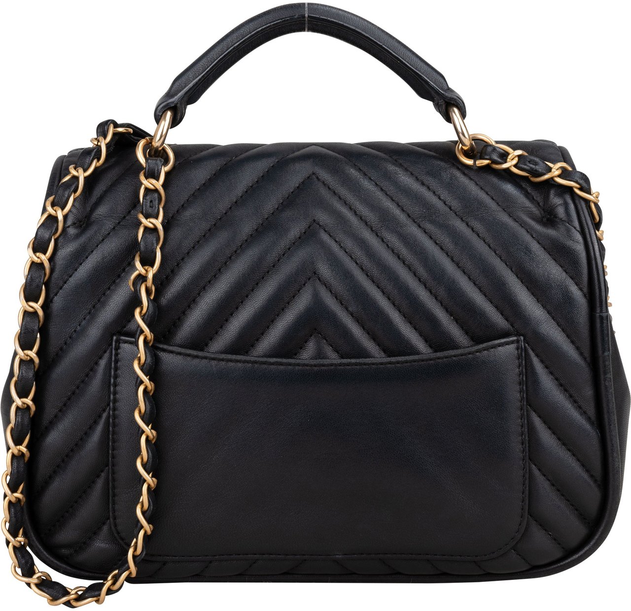 Chanel Quilted Chevron Lambskin Single Flap 2Way Crossbody Handbag Zwart
