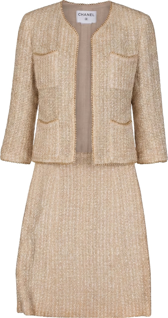 Chanel Chanel Tweed Pearl Jacket Set (DE34 /FR36) Beige