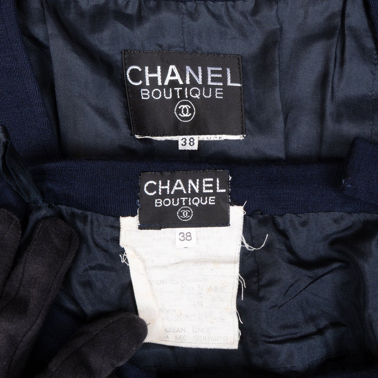 Chanel Chanel Navy Wool Captaine Jacket Set (DE36 / FR38) Blauw