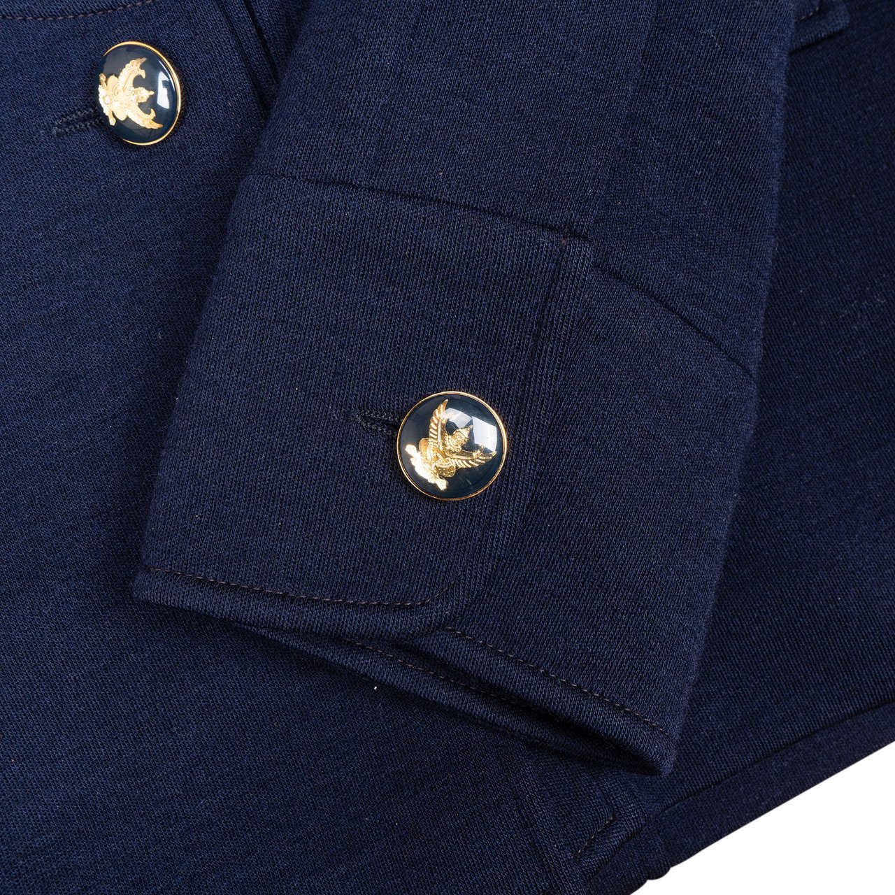 Chanel Chanel Navy Wool Captaine Jacket Set (DE36 / FR38) Blauw