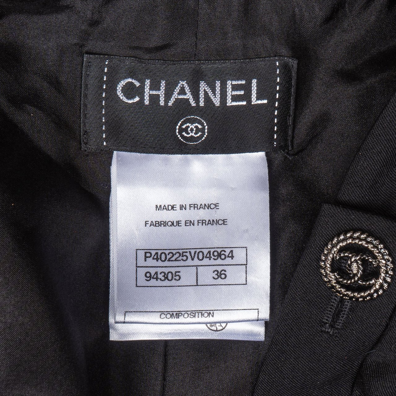 Chanel Chanel CC Noir Wool Pants (DE34 / FR36) Zwart