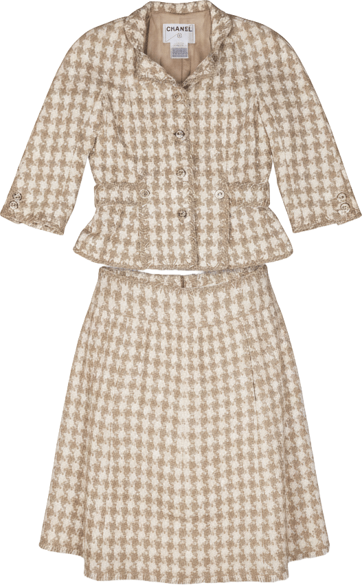 Chanel Chanel Silk Tweed Jacket Costume set (D36-38 / FR38-40) Beige