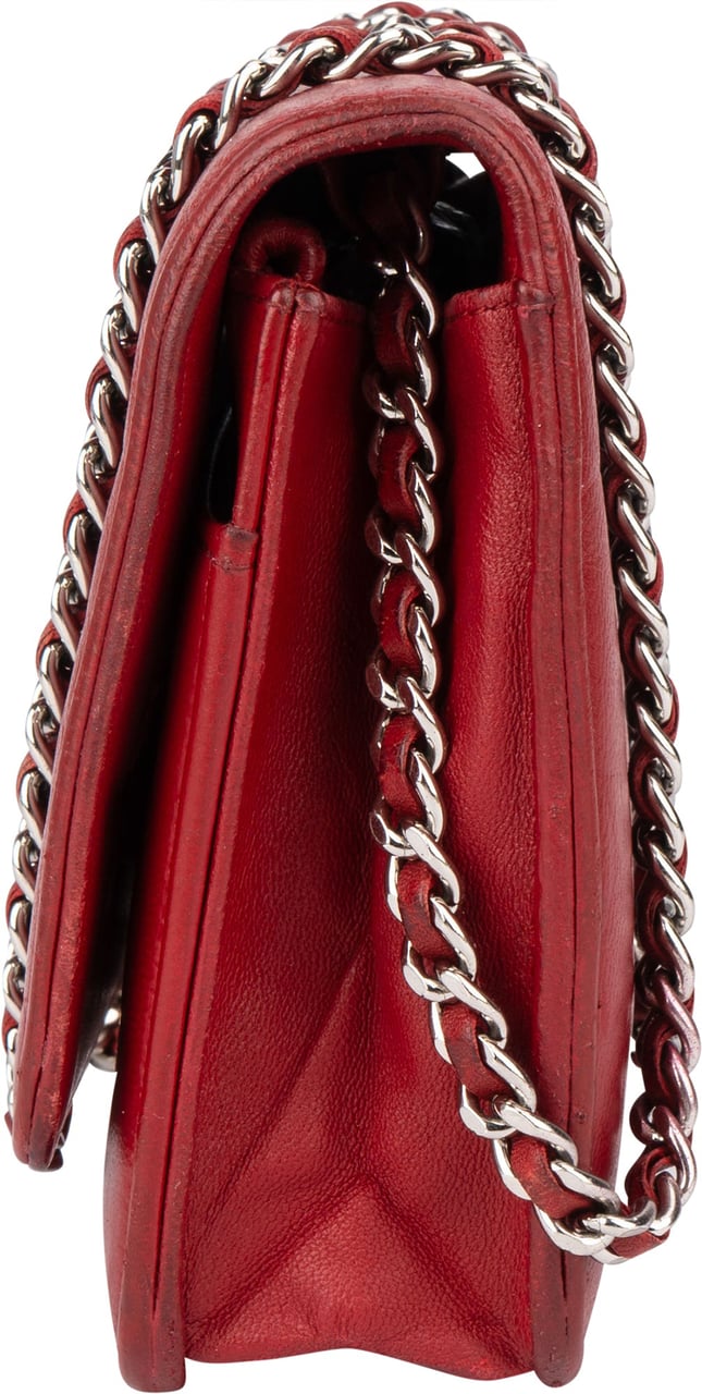 Chanel Chanel Camellia Embossed Leather Wallet on Chain Crossbody Bag Rood
