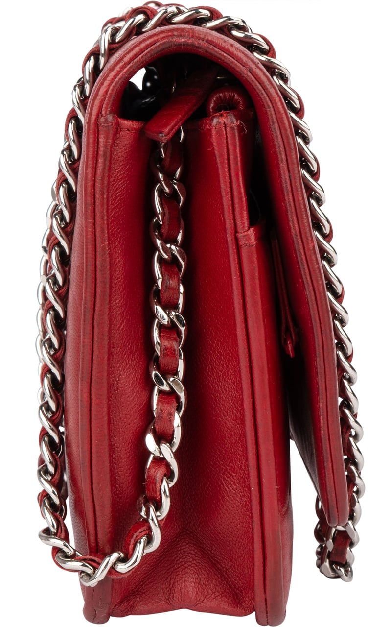 Chanel Chanel Camellia Embossed Leather Wallet on Chain Crossbody Bag Rood