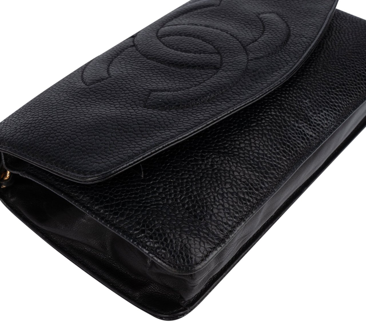 Chanel Chanel Caviar Leather Wallet On Chain Crossbody Bag Zwart