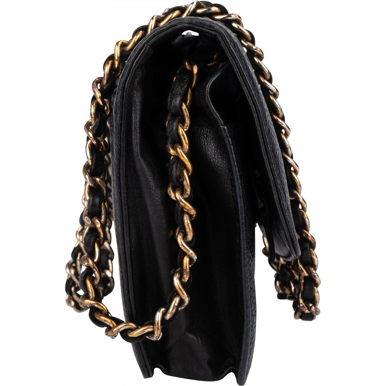 Chanel Chanel Caviar Leather Wallet On Chain Crossbody Bag Zwart