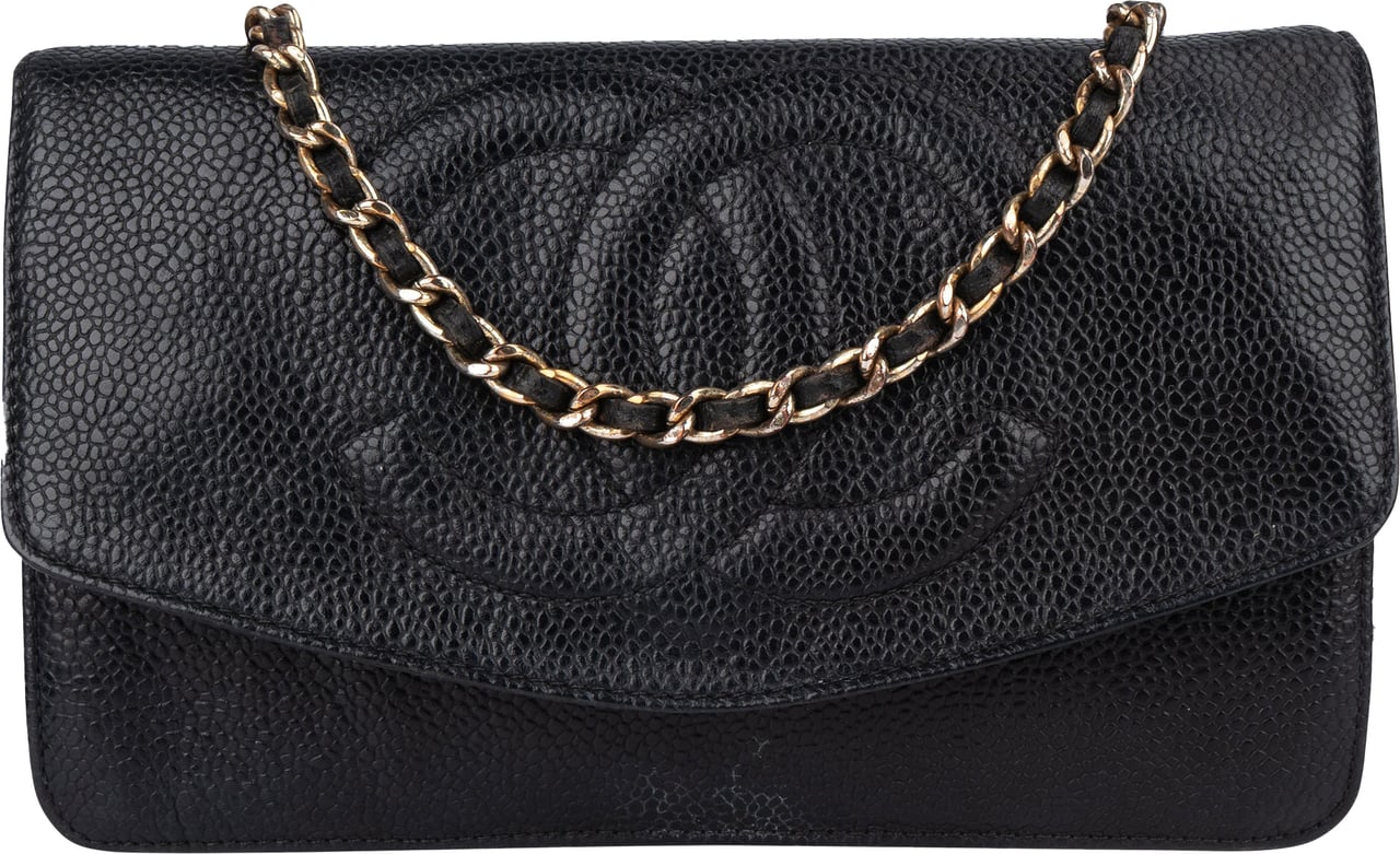 Chanel Chanel Caviar Leather Wallet On Chain Crossbody Bag Zwart