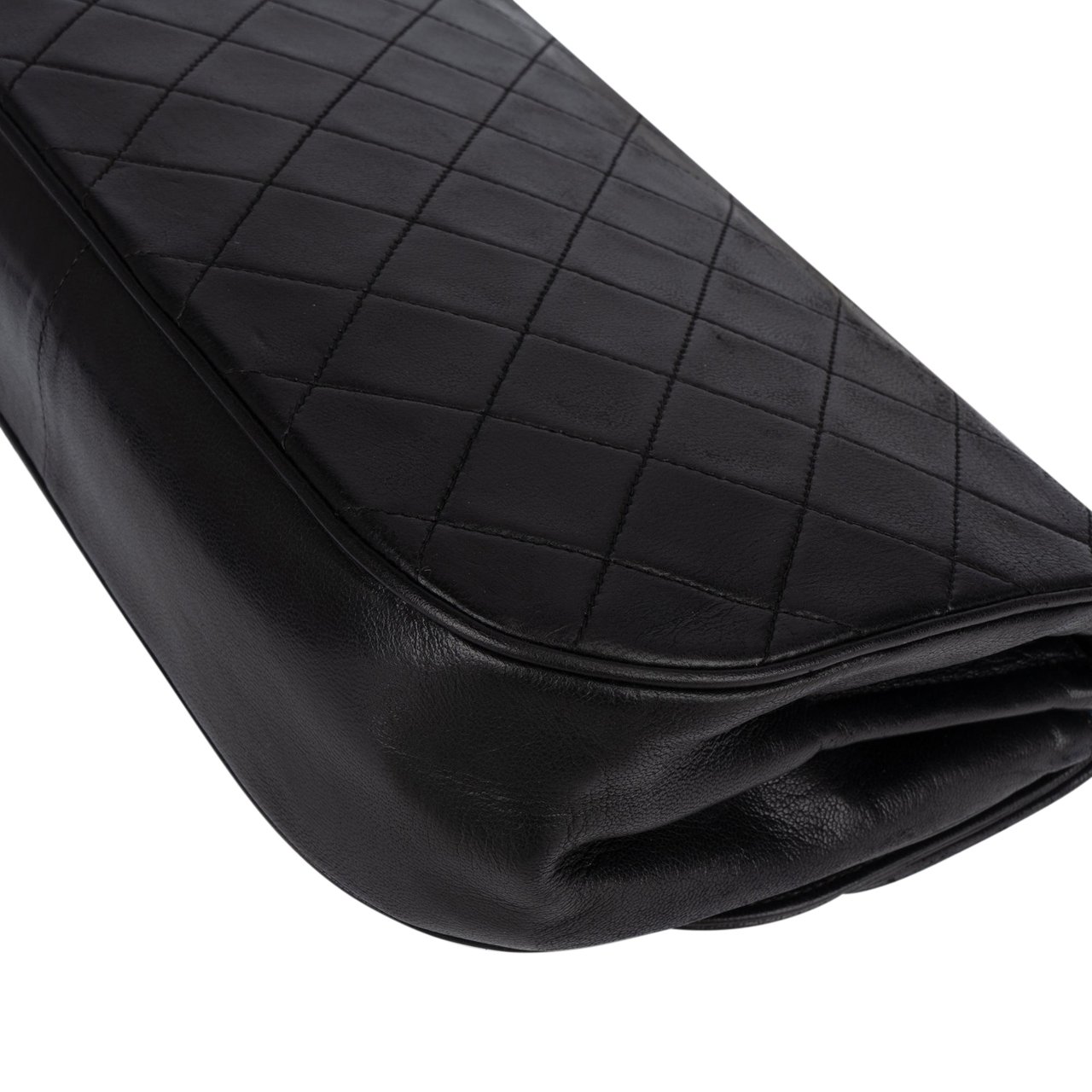 Chanel Chanel Quilted Lambskin Halfmoon Single Flap Shoulder Bag Zwart