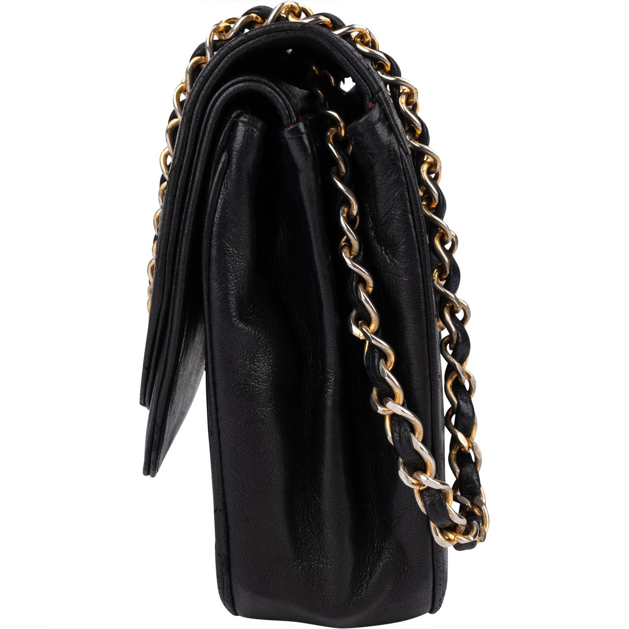 Chanel Chanel Quilted Lambskin Halfmoon Single Flap Shoulder Bag Zwart