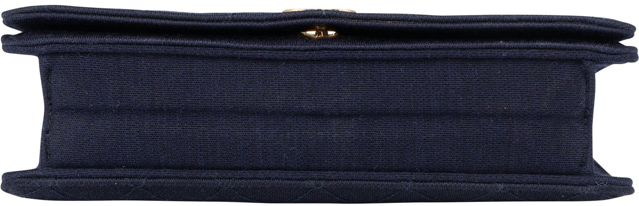 Chanel Chanel Quilted Cotton Single Flap Shoulder Bag Navy