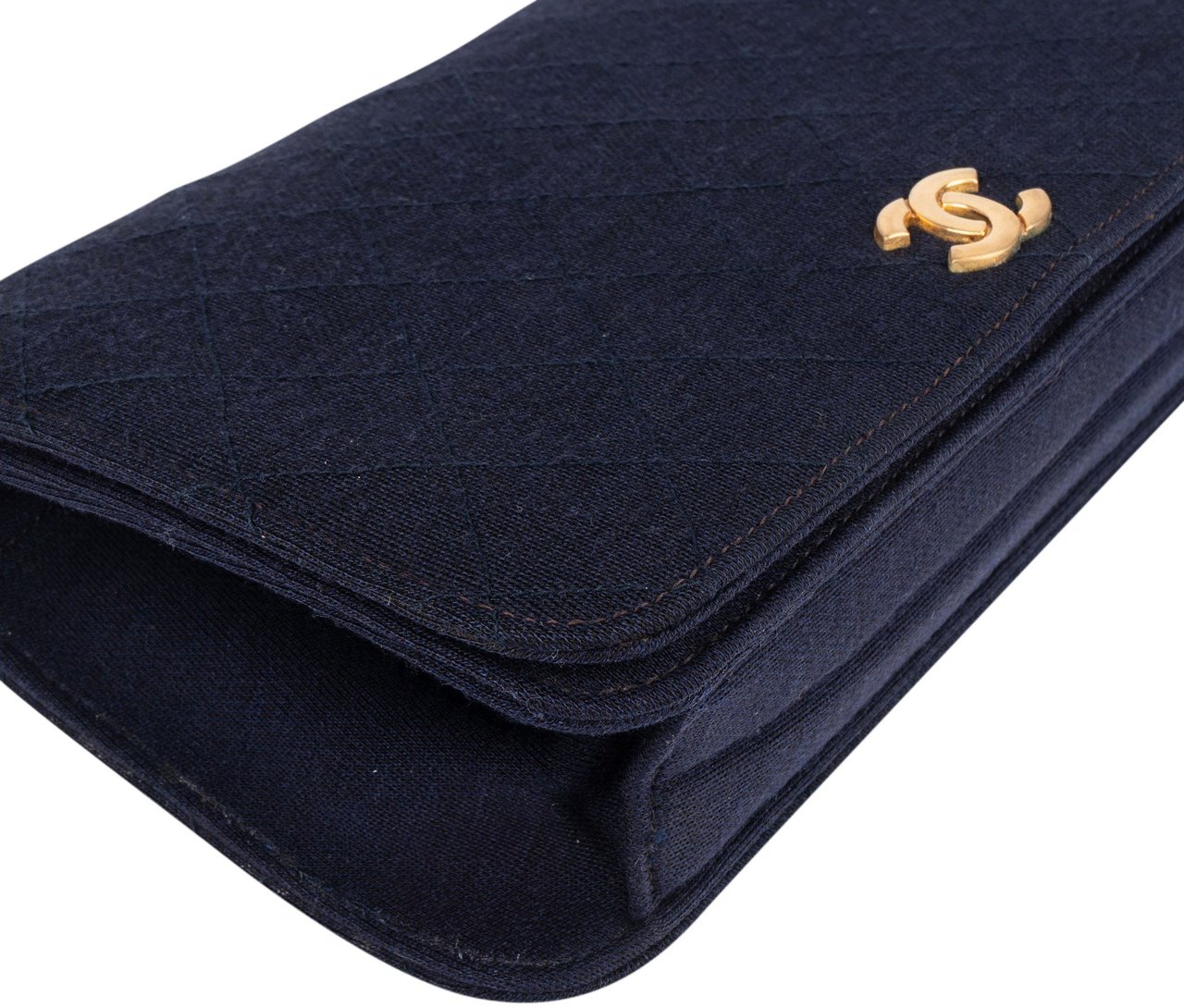 Chanel Chanel Quilted Cotton Single Flap Shoulder Bag Navy