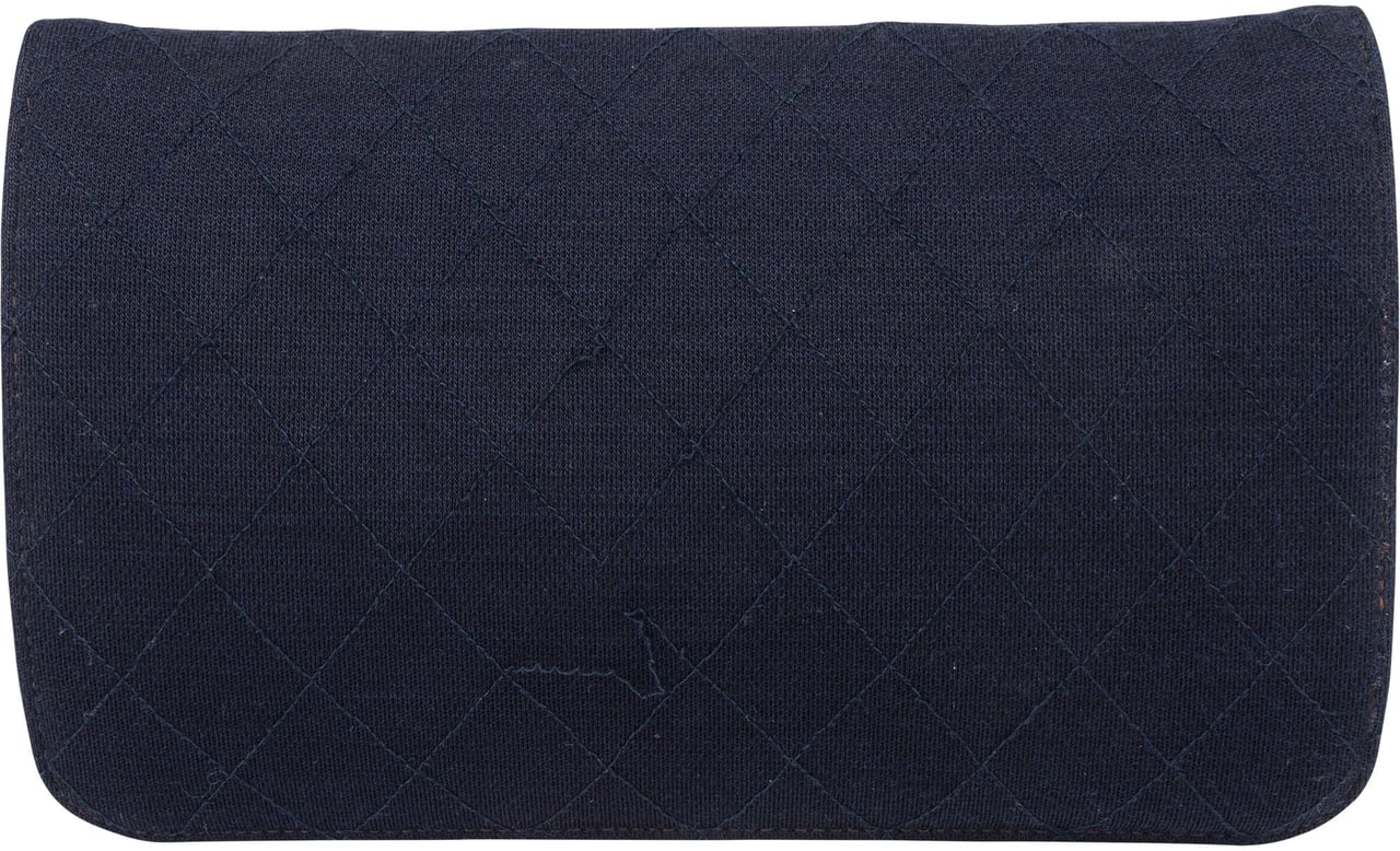 Chanel Chanel Quilted Cotton Single Flap Shoulder Bag Navy