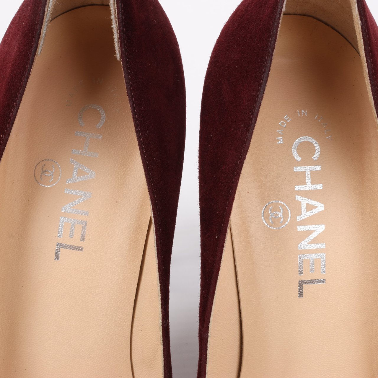 Chanel Chanel Burgundy/Brown Suede CC Cap Toe Platform Heel Pumps, Size 40.5 EU Maroon