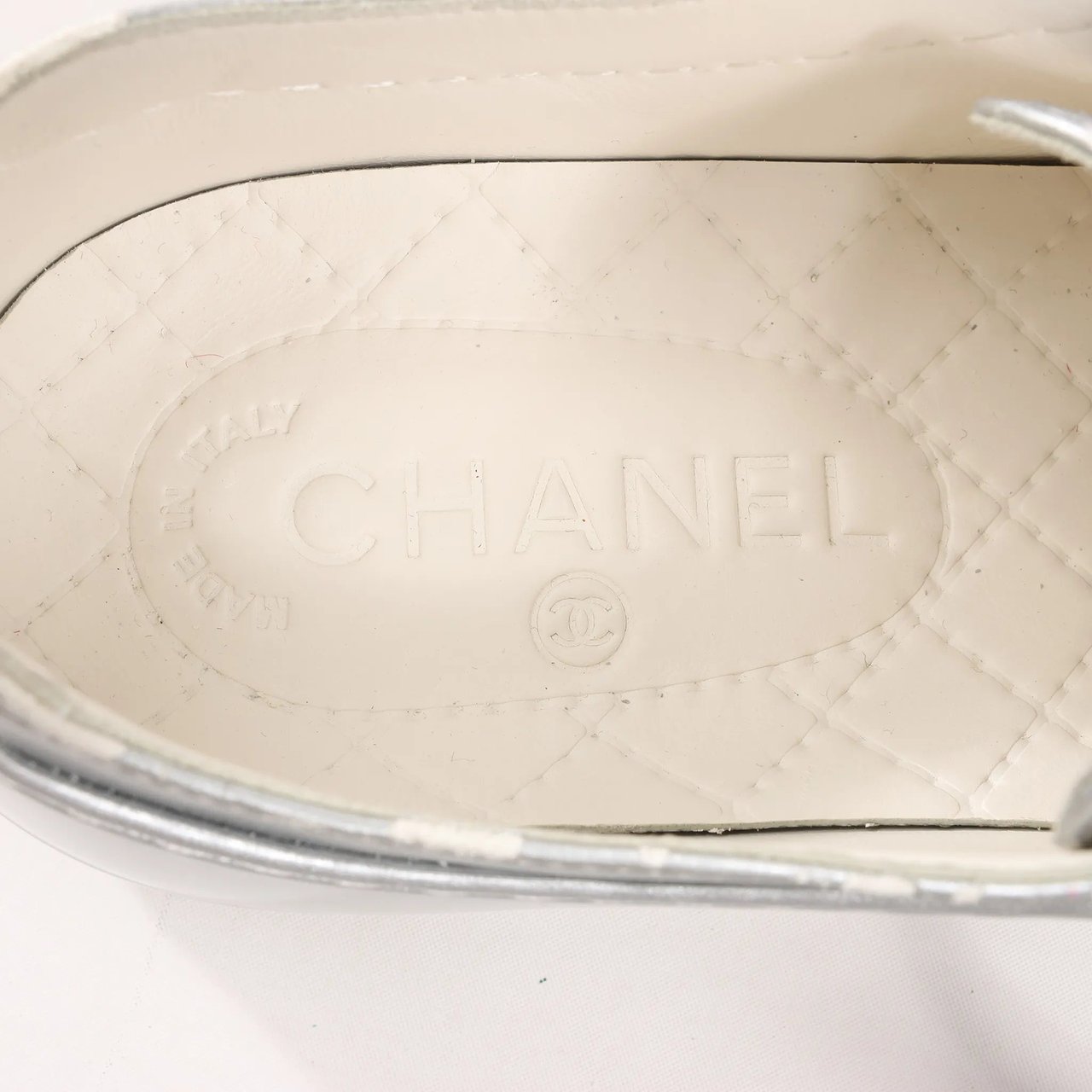 Chanel Chanel Coco Mark Rubber Sneakers in Silver G32719, Size 38 EU Zilver