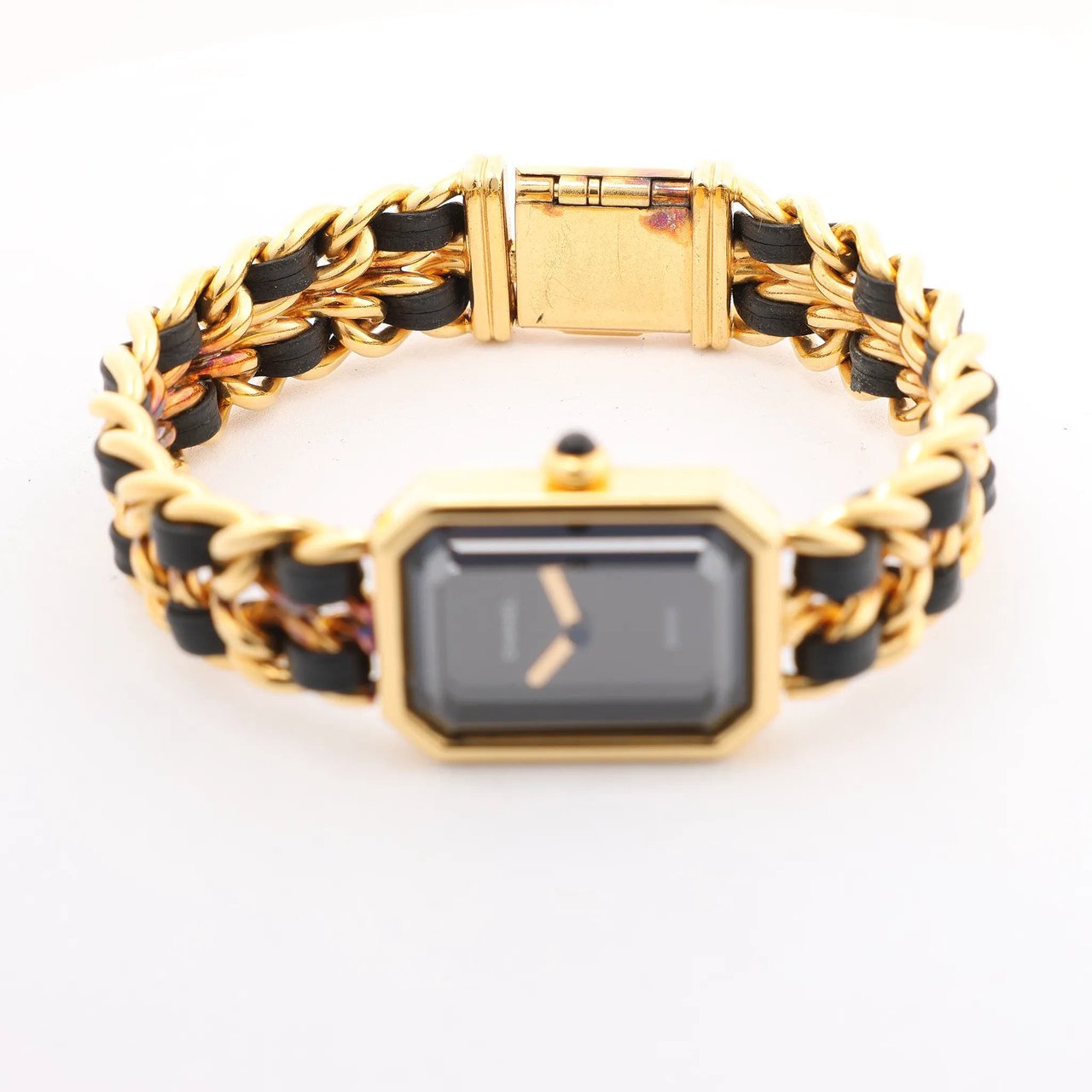 Chanel Chanel Premiere M H6951 X.D.39313 GP & Leather QZ Watch with Black Dial Zwart