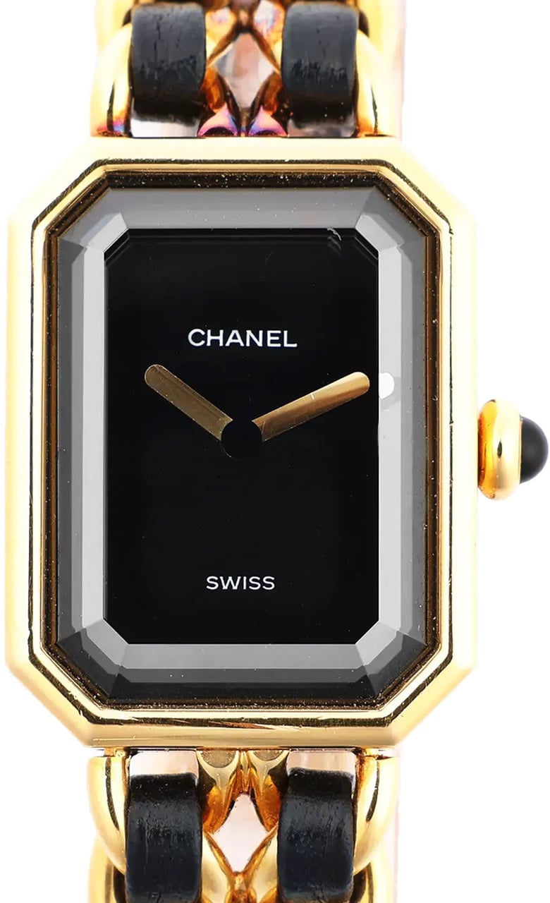 Chanel Chanel Premiere M H6951 X.D.39313 GP & Leather QZ Watch with Black Dial Zwart