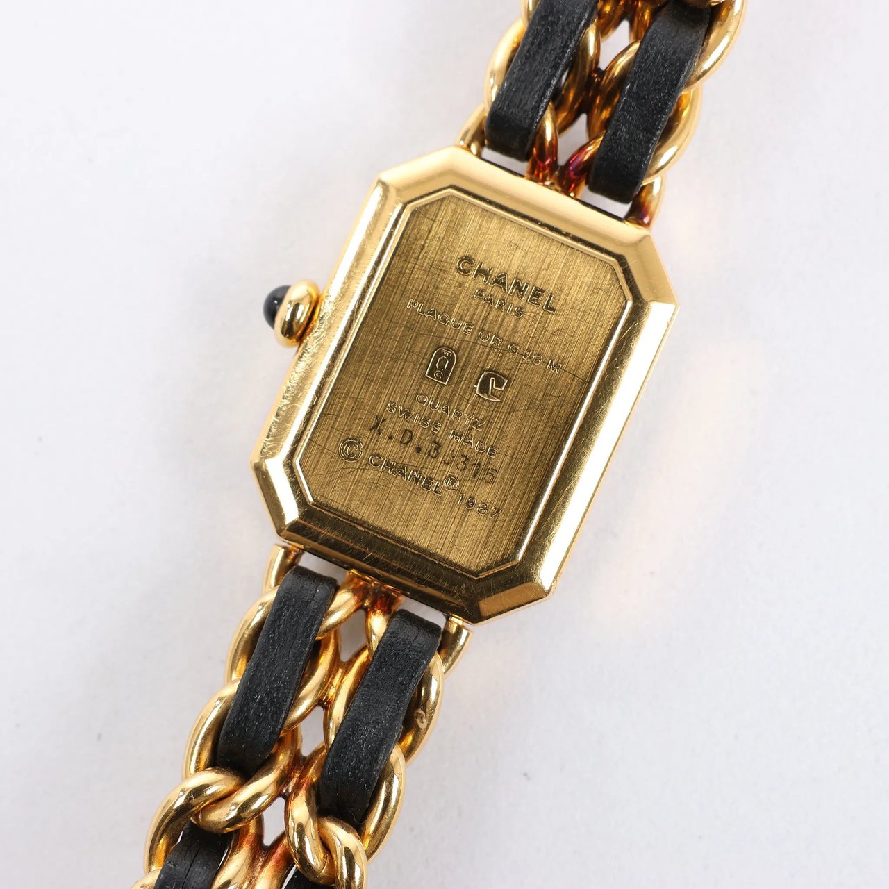 Chanel Chanel Premiere M H6951 X.D.39313 GP & Leather QZ Watch with Black Dial Zwart