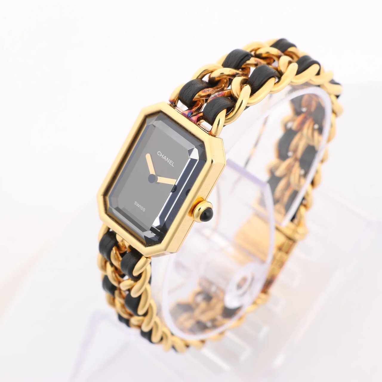 Chanel Chanel Premiere M H6951 X.D.39313 GP & Leather QZ Watch with Black Dial Zwart