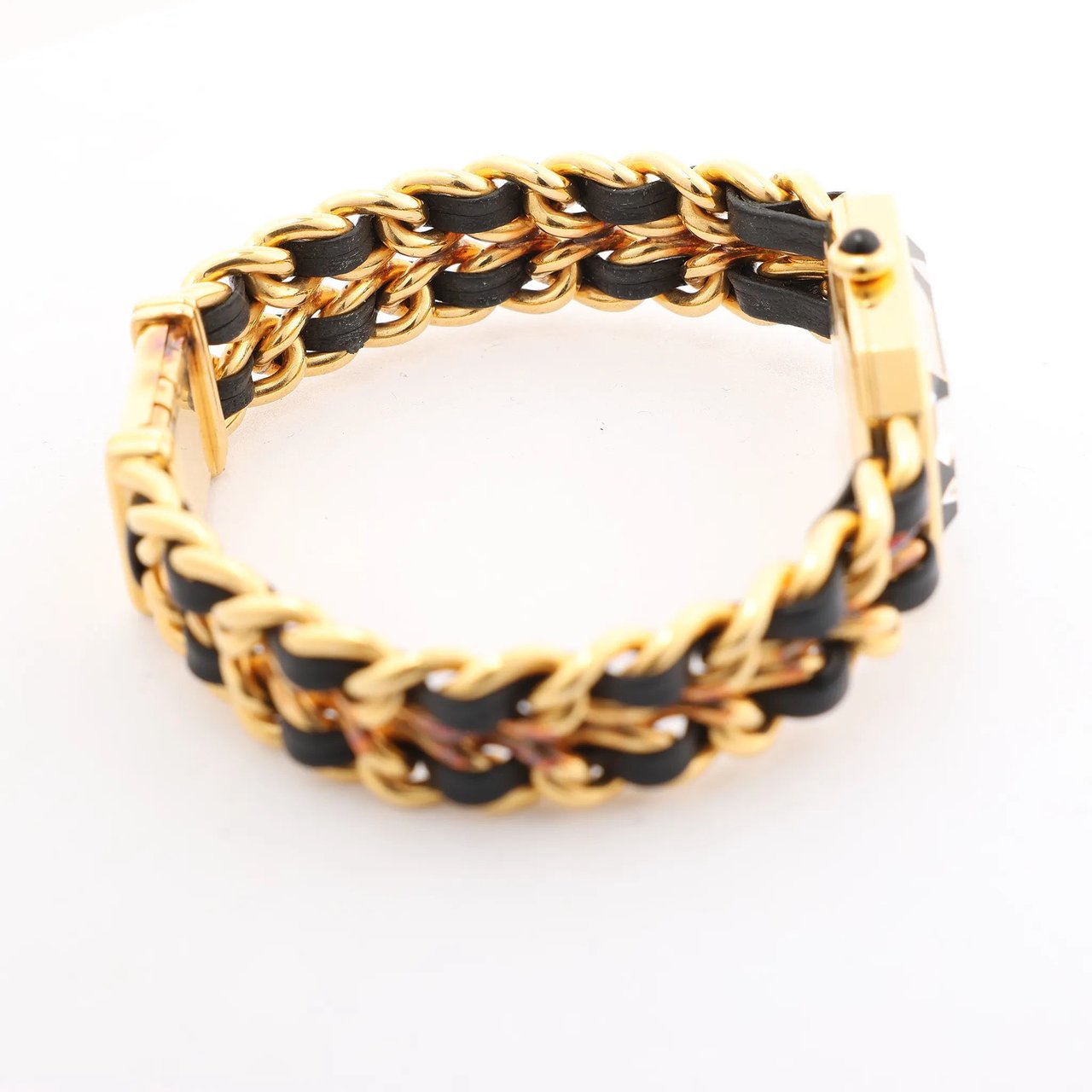 Chanel Chanel Premiere M H6951 X.D.39313 GP & Leather QZ Watch with Black Dial Zwart