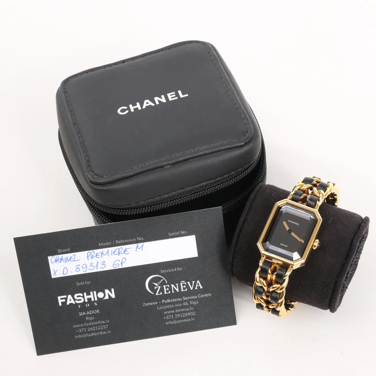 Chanel Chanel Premiere M H6951 X.D.39313 GP & Leather QZ Watch with Black Dial Zwart