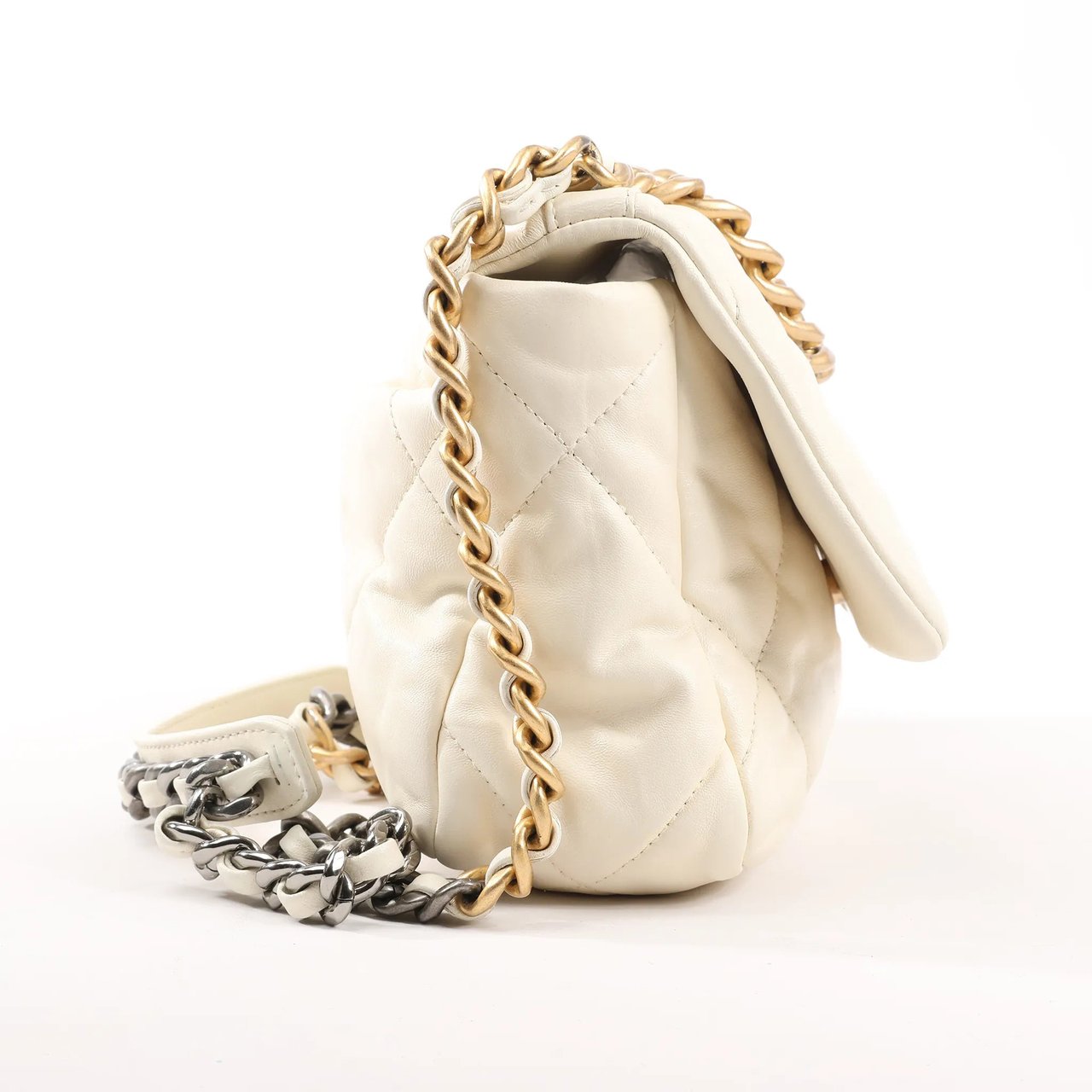 Chanel Chanel Chanel 19 Leather Quilted Chain 2Way Handbag in Ecru Beige