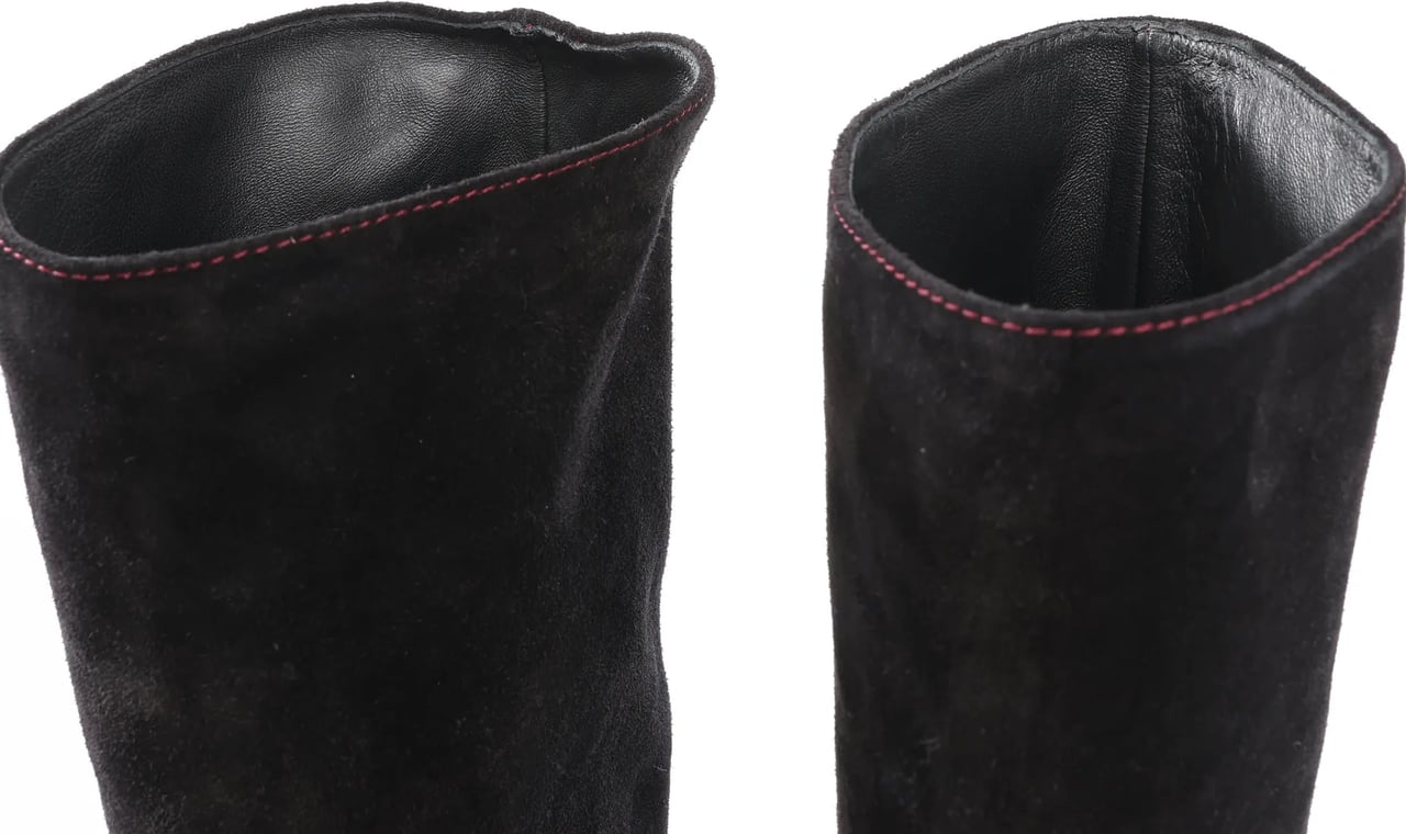 Chanel Chanel Coco Mark Chain 15B Suede Long Boots in Black G31295, Size 36 EU Zwart