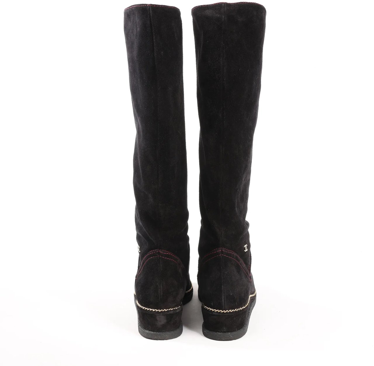 Chanel Chanel Coco Mark Chain 15B Suede Long Boots in Black G31295, Size 36 EU Zwart