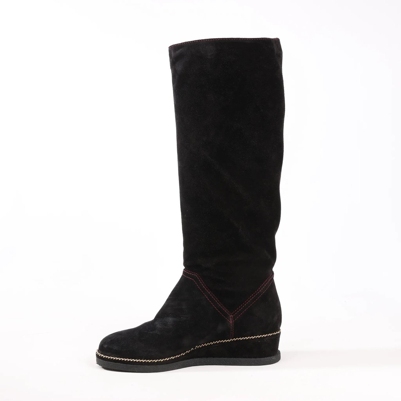 Chanel Chanel Coco Mark Chain 15B Suede Long Boots in Black G31295, Size 36 EU Zwart