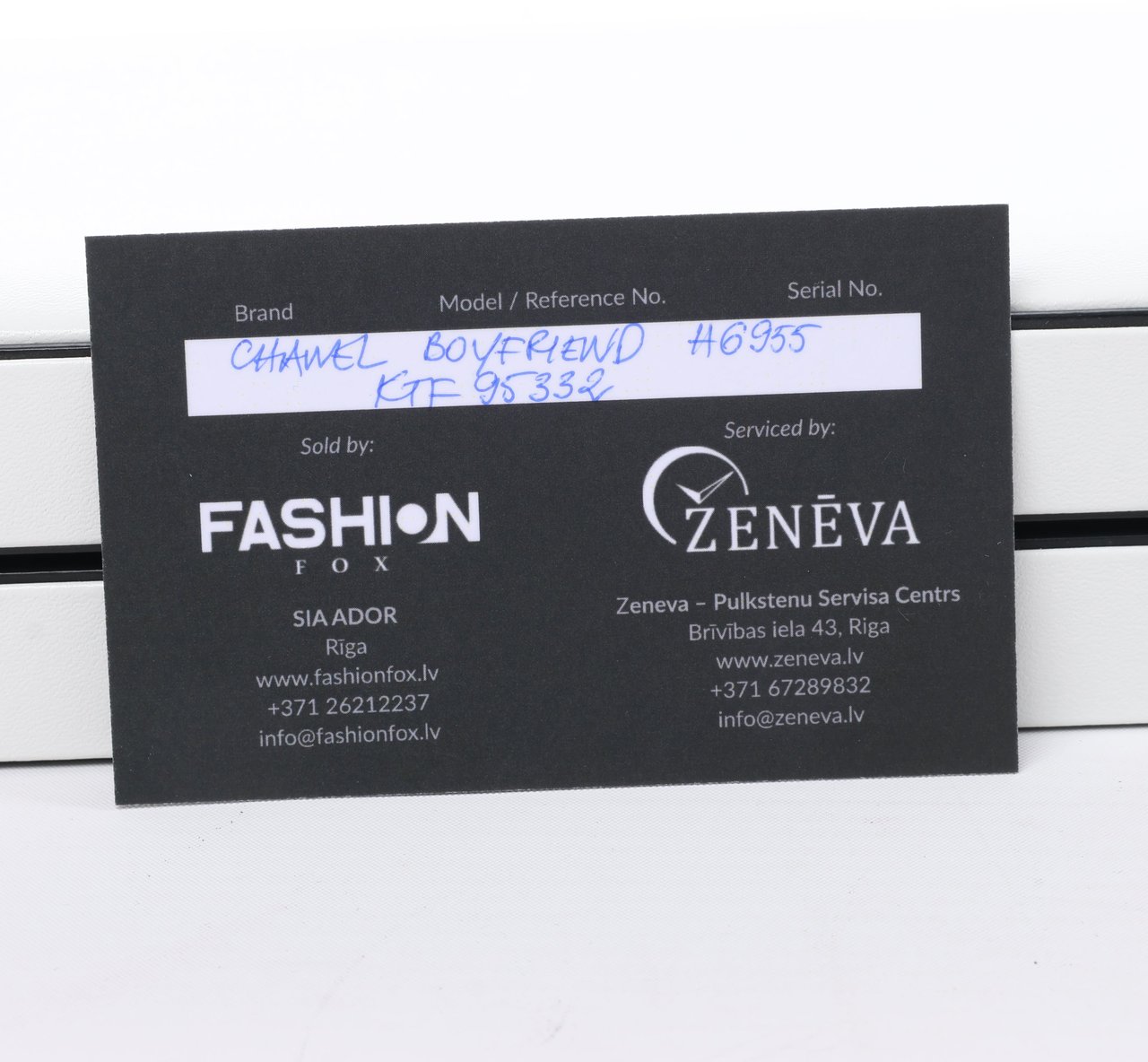 Chanel Chanel Boyfriend H6955 KTF95332 SS & Leather QZ Silver-Face Watch Zilver