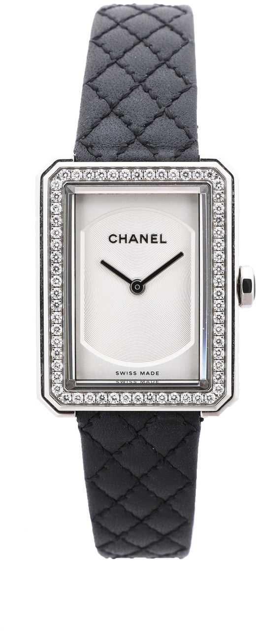 Chanel Chanel Boyfriend H6955 KTF95332 SS & Leather QZ Silver-Face Watch Zilver
