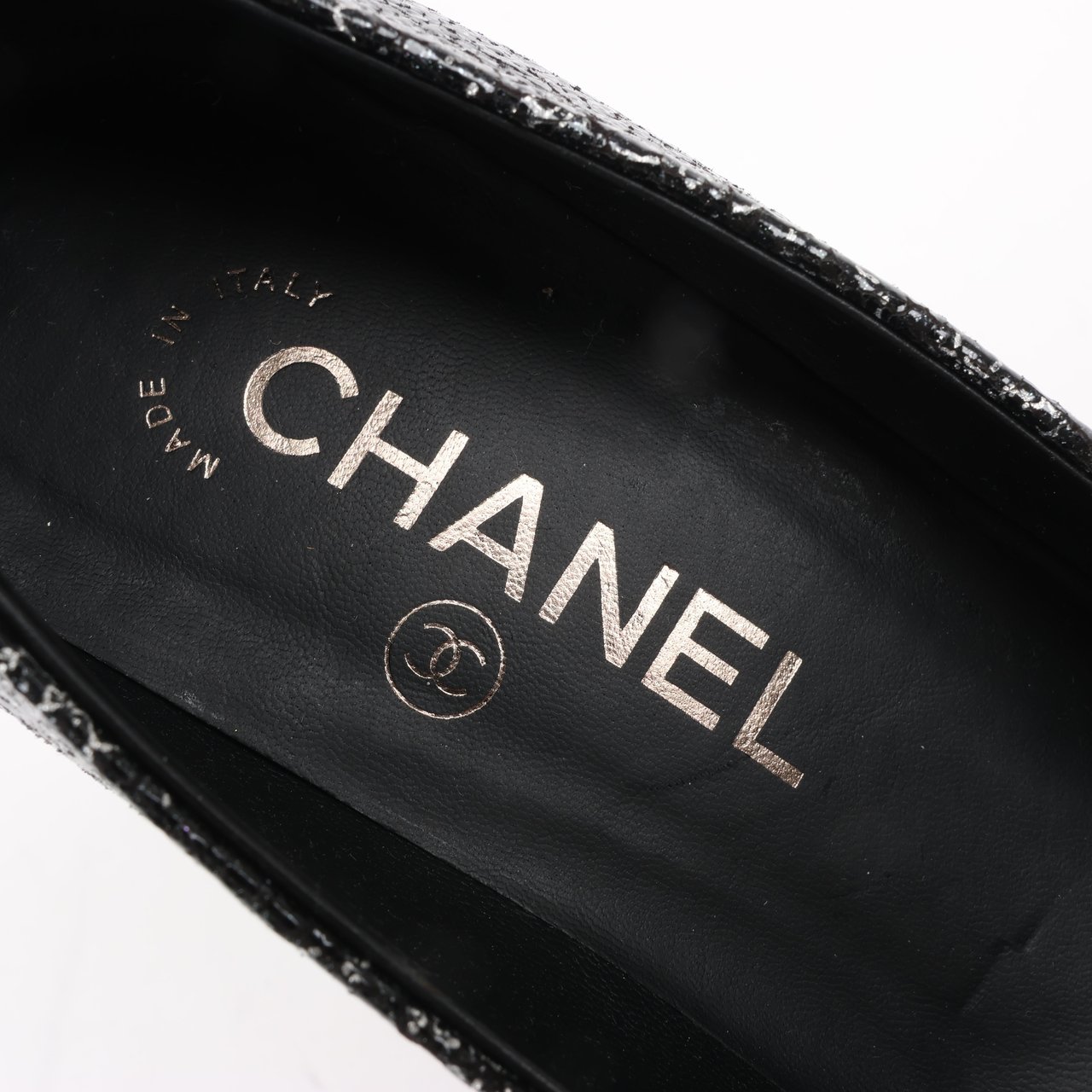 Chanel Chanel Coco Mark Leather Heels Black × Silver G29571, Size 36 EU Zwart