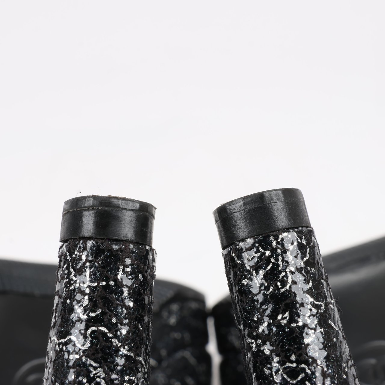 Chanel Chanel Coco Mark Leather Heels Black × Silver G29571, Size 36 EU Zwart